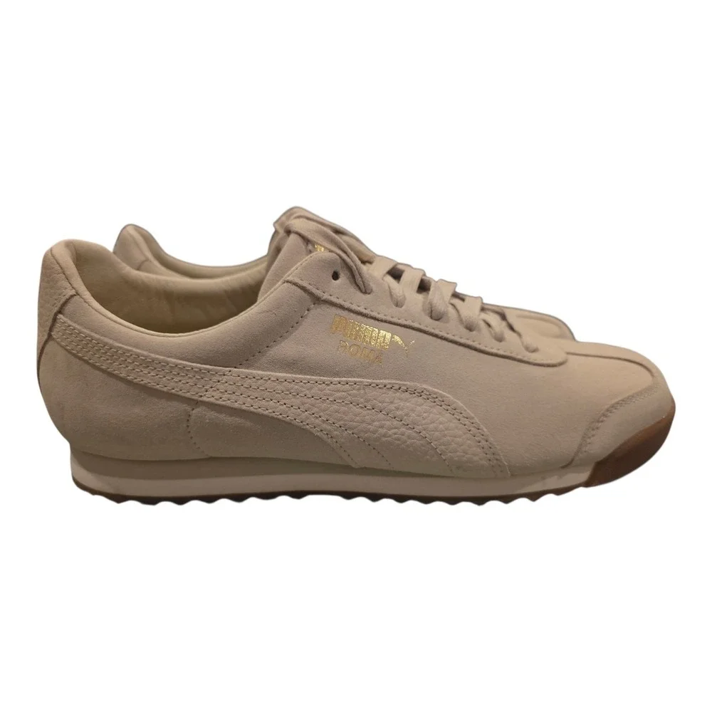 Puma Roma Classic Cream Beige Suede Leather Gum Sole Sneakers Womens 10.5 Mens 9